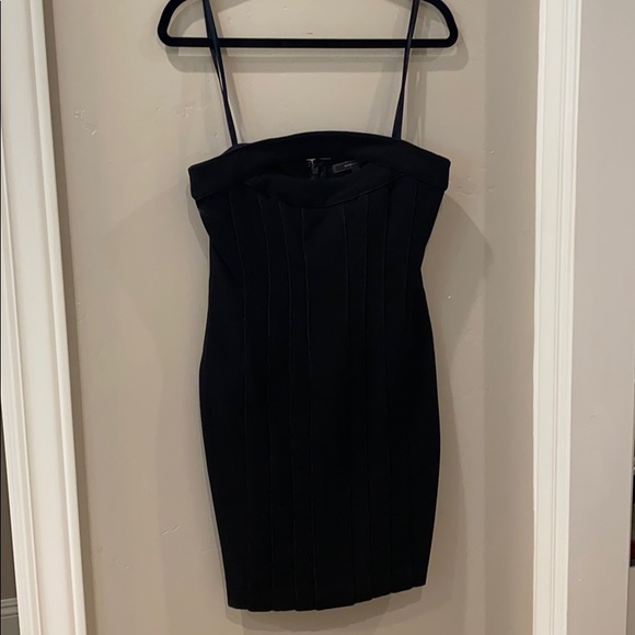 NWT BCBG Black Keyhole Cutout Strapless Dress Jean - Picture 7 of 10
